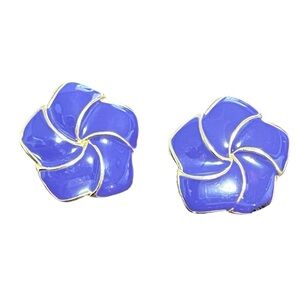Enameled Purple Earrings Violet Flower Stud